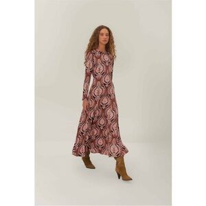 FARM Rio Red and Pink Long Sleeve Dress- small